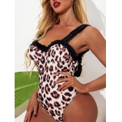 LW Sexy Leopard Print Patchwork One-piece Swimsuit