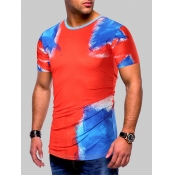 Lovely Men Casual O Neck Graffiti Print Red T-shir