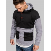 Lovely Men Street Hooded Collar Skeleton Print Blu