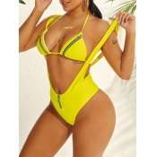 LW Casual Zipper Bandage Design Yellow Two-piece S