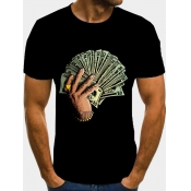 LW Men Money Print Black T-shirt