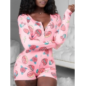 LW Sweet Heart-shaped Letter Print Pink One-piece 