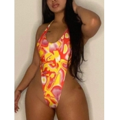 LW Casual U Neck Tie-dye Multicolor One-piece Swim