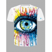 LW Men Casual O Neck Eye Print Multicolor T-shirt