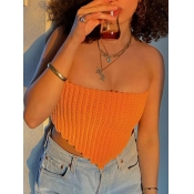 Lovely Casual Off The Shoulder Asymmetrical Orange