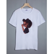 Lovely Casual O Neck Graffiti Print White T-shirt