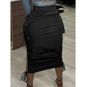 LW Ruched Drawstring Side Pocket Cargo Dress