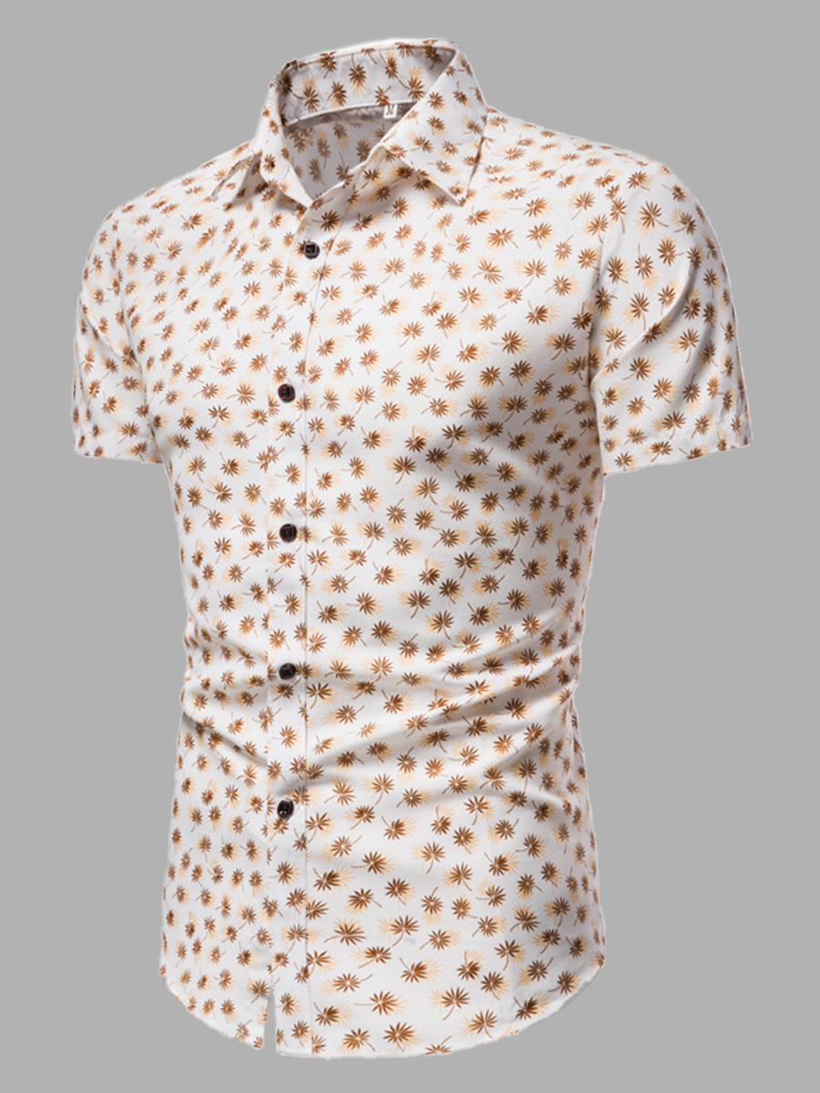 

Lovely Business Plant Print Patchwork White Men Shirt