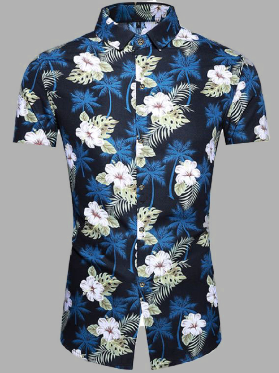 

Lovely Boho Floral Print Patchwork Black Men Shirt
