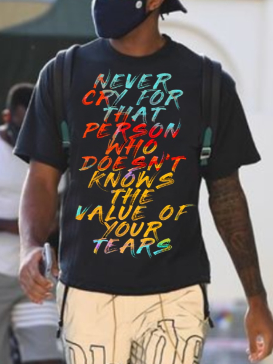 

Lovely Street Letter Print Patchwork Black Men T-shirt