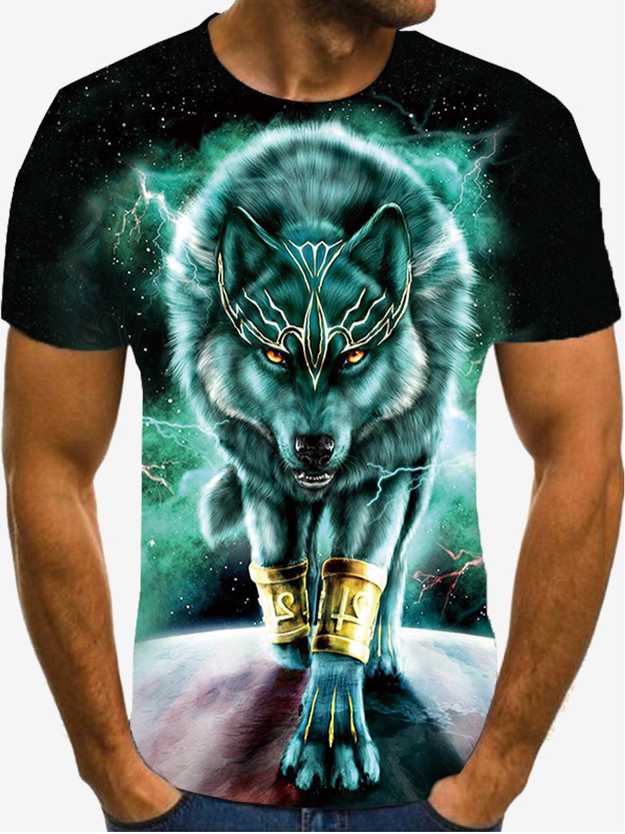 

Lovely Street Animal Print Patchwork Multicolor Men T-shirt, Multi