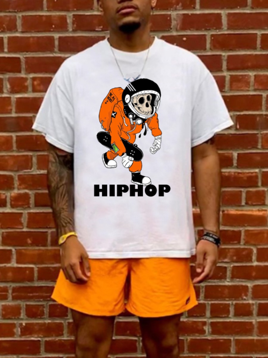 

Lovely Casual Cartoon Letter Print White Men Two Piece Shorts Set