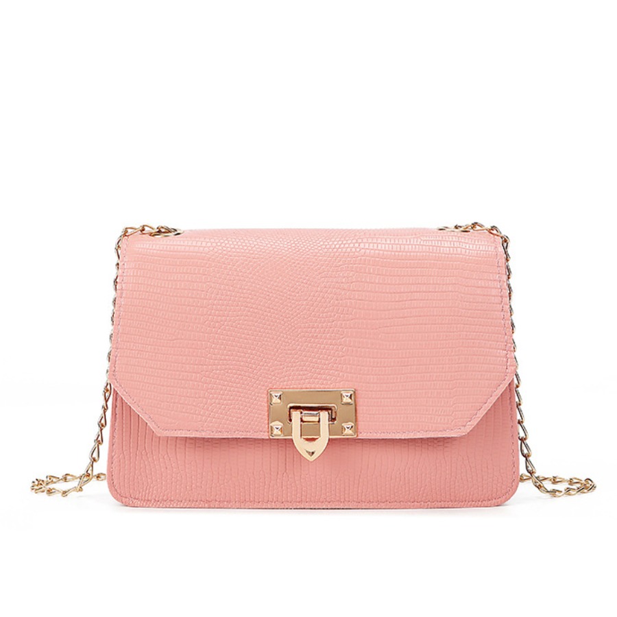 

Lovely Sweet Metal Accessories Decoration Pink Crossbody Bag