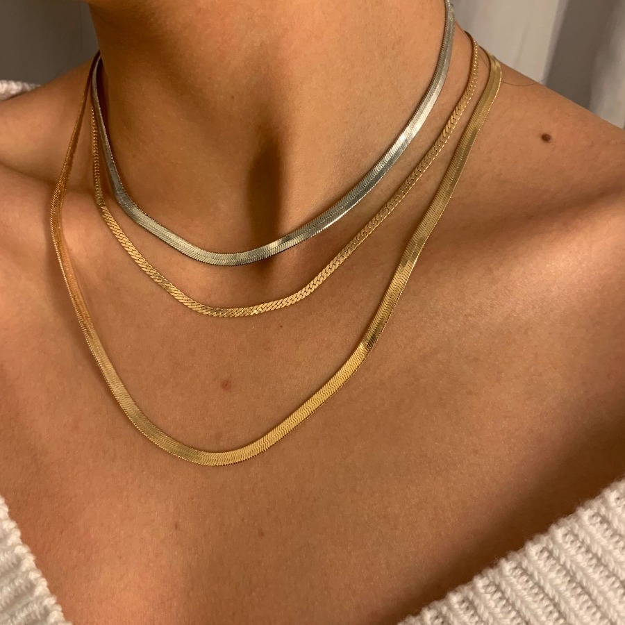 

Lovely Casual Snake Bone Gold Multilayer Necklace