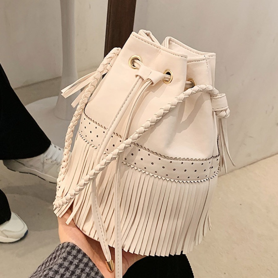 

Lovely Chic Tassel Design White Crossbody Bag