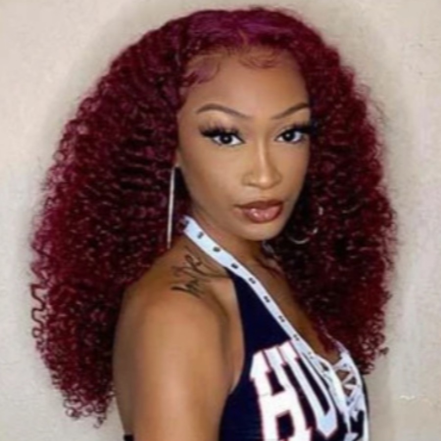 

Lovely Trendy Long Curly Wine Red Wig