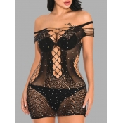 Lovely Sexy Bandage Hollow-out Design Black Babydo