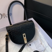 Lovely Casual Crocodile Pattern Black Crossbody Ba