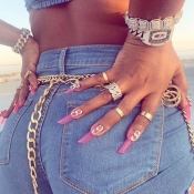 Lovely Casual Metal Ring Decoration Gold Body Chai