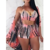 LW Sexy Tie-dye Print Pink Two-piece Shorts Set