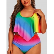LW Plus Size Boho Gradient Asymmetrical Multicolor