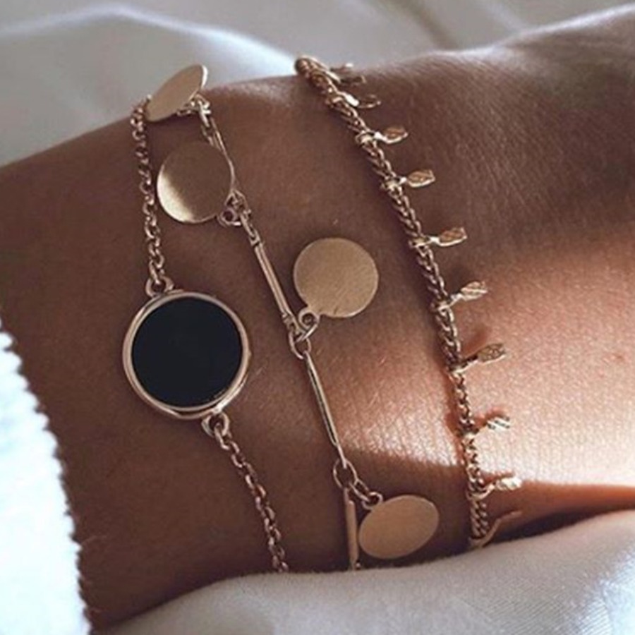 

Lovely Sweet Coin Gold Three-piece Bracelet