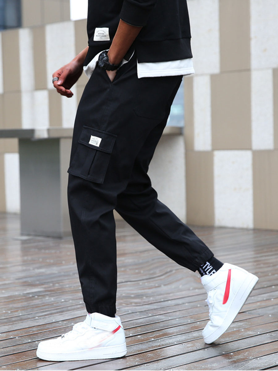 

Lovely Men Casual Pocket Design Black Pants