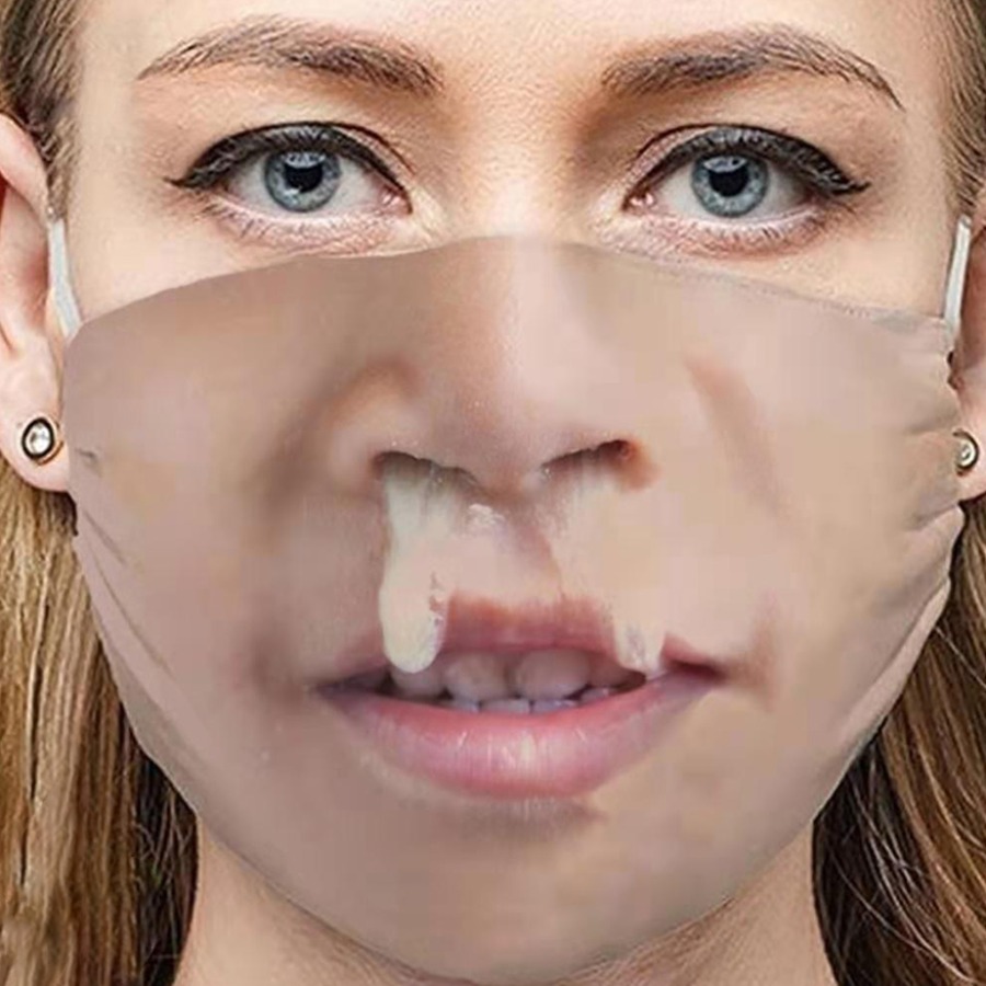 

Lovely Casual Lip Print Apricot Bogey Face Mask