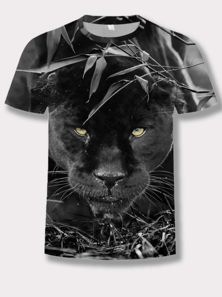 

Lovely Boy Casual Animal Print Black T-shirt