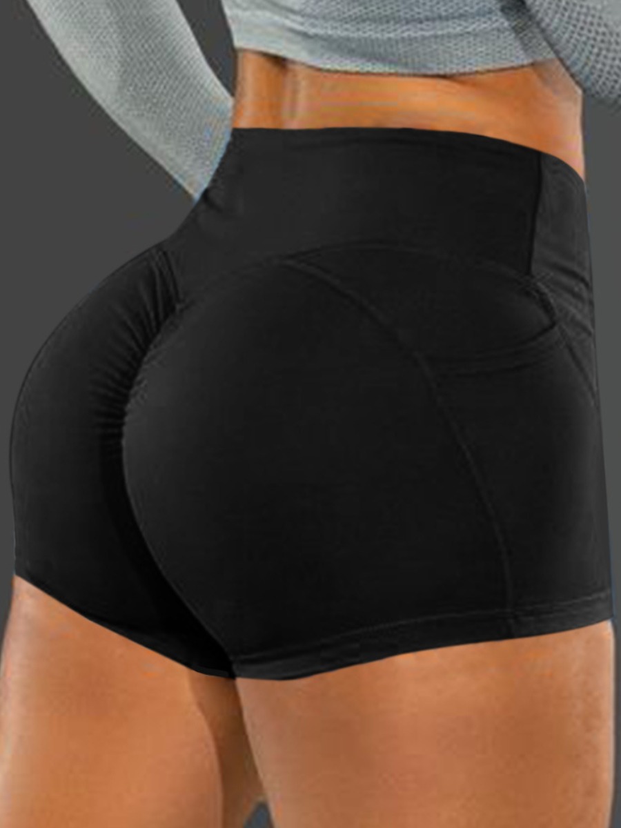 

Lovely Sporty High-waisted Ruched Black Shorts