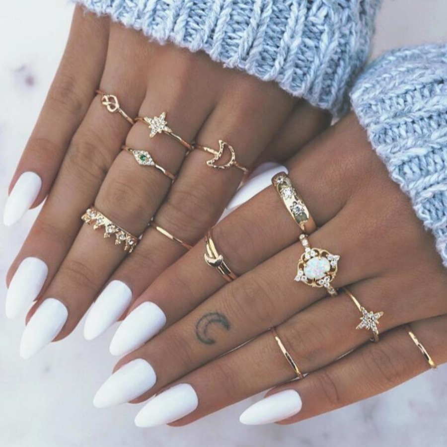 

Lovely Casual Crown Gold 13-piece Ring, Silver