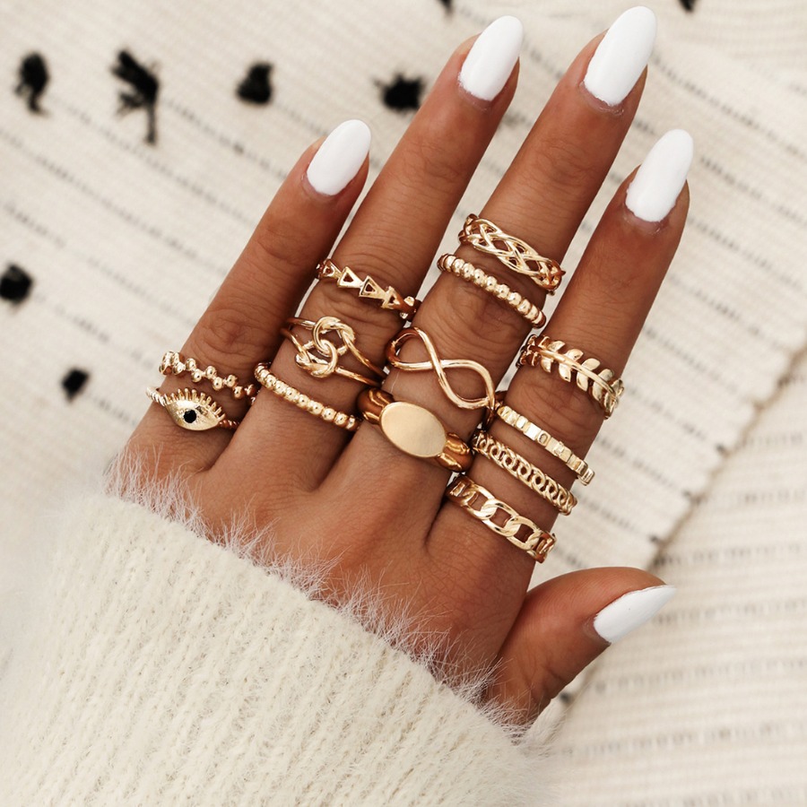 

Lovely Casual Letter Gold 13-piece Ring