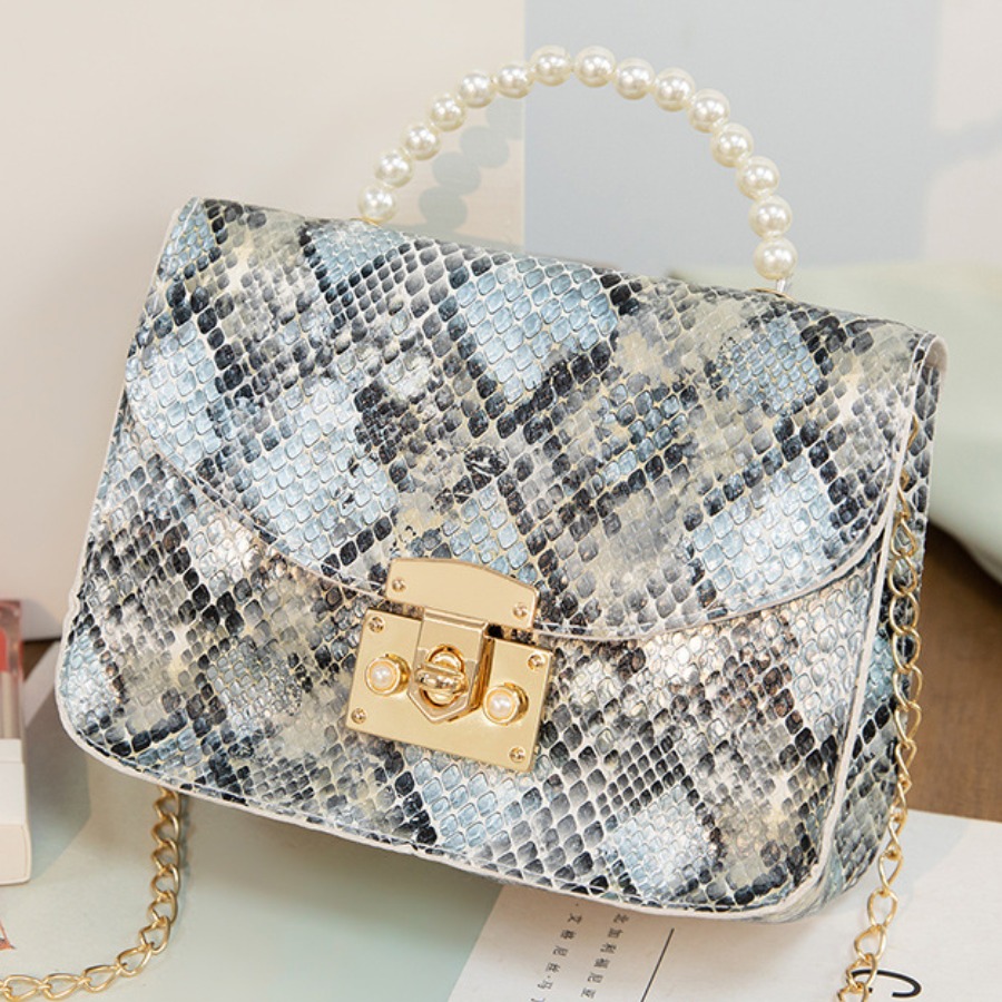 

Lovely Casual Pearl Decoration Chain Strap Blue Crossbody Bag