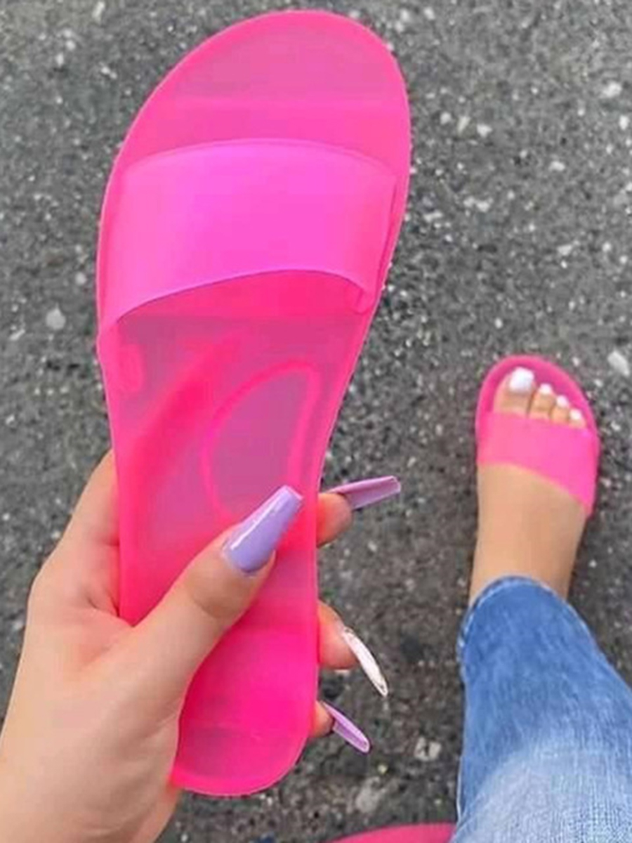 

LW Casual See-through Rose Red Slides