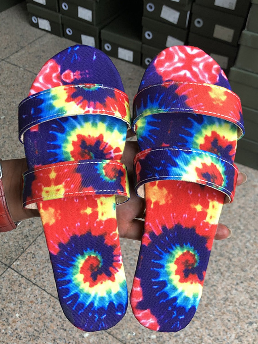 

Lovely Casual Tie-dye Multicolor Slippers, Multi