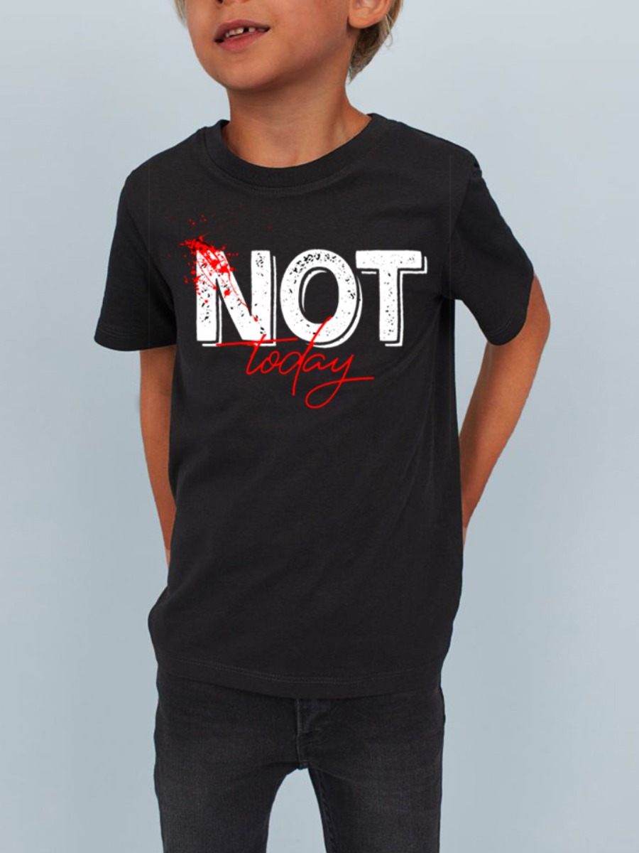 

Lovely Boy Casual O Neck Letter Print Black T-shirt
