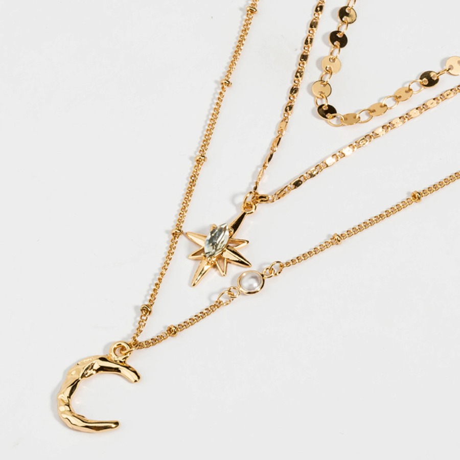

Lovely Casual Star Moon Gold Multilayer Necklace