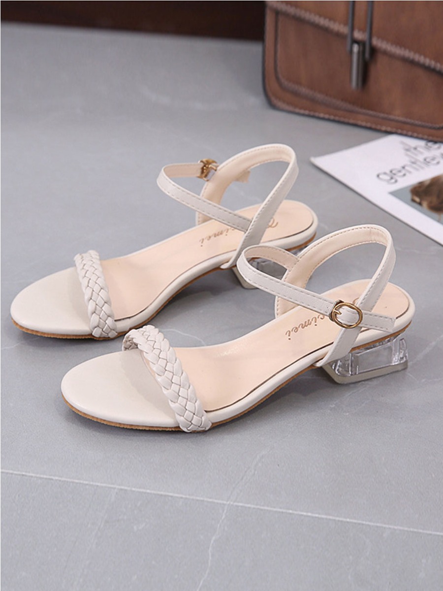 

Lovely Casual Buckle Design Beige Sandals