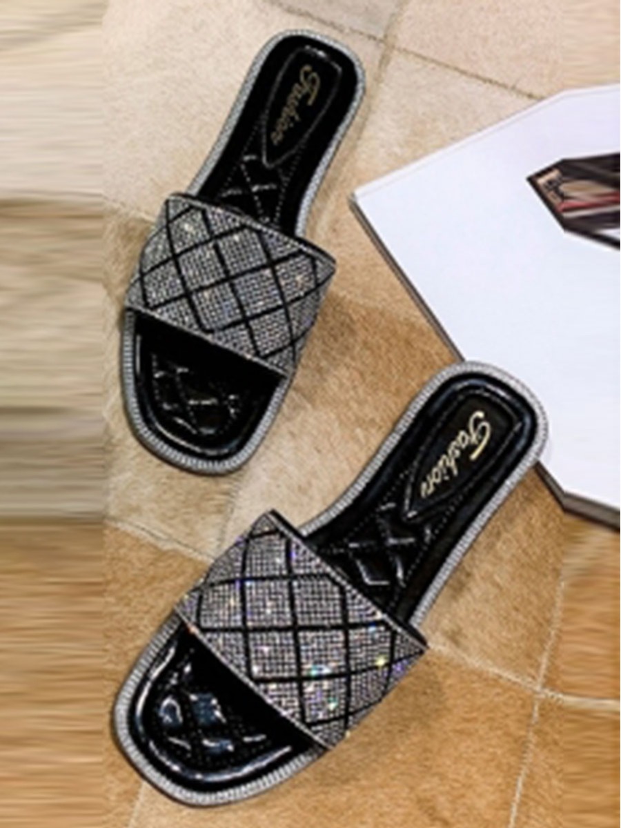 

LW Casual Geometric Patterm Black Slippers