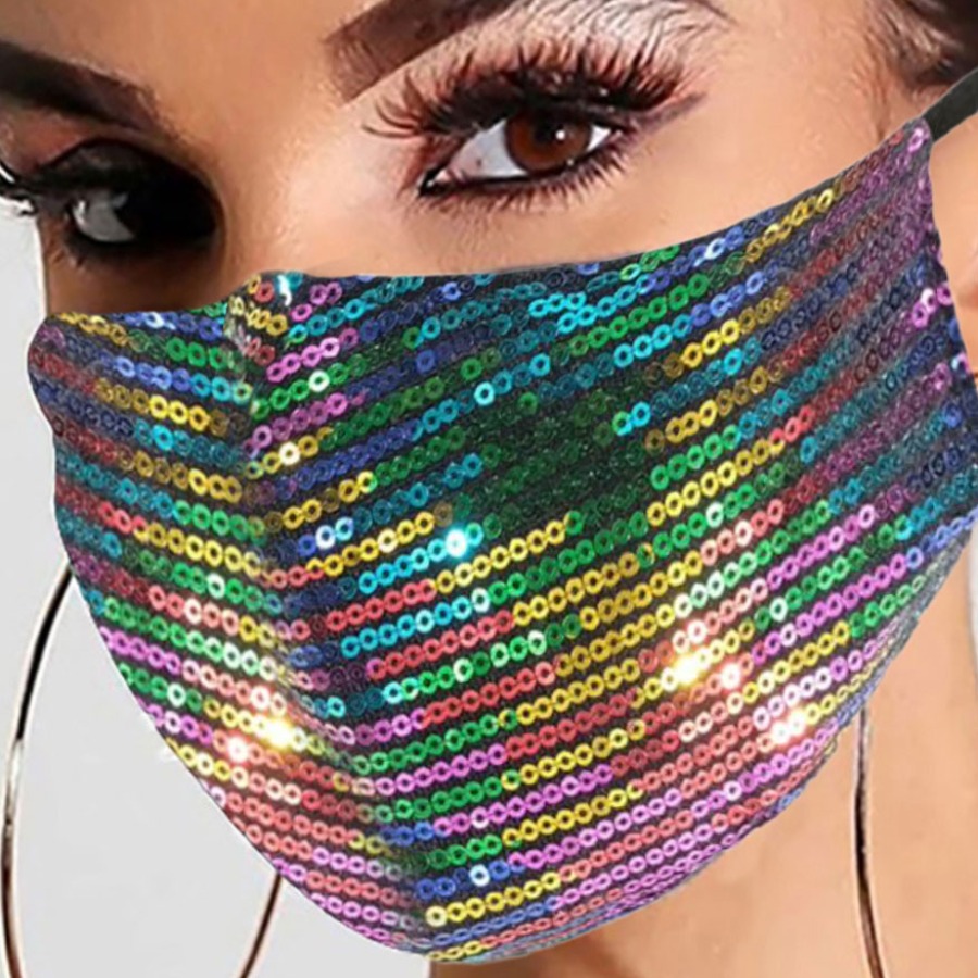 

Lovely Sequined Multicolor Face Mask, Multi