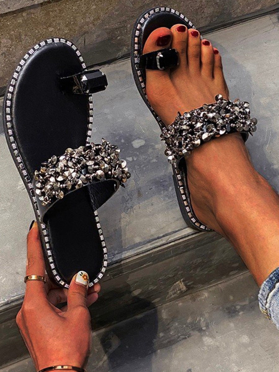 

LW Casual Sequined Black Slippers