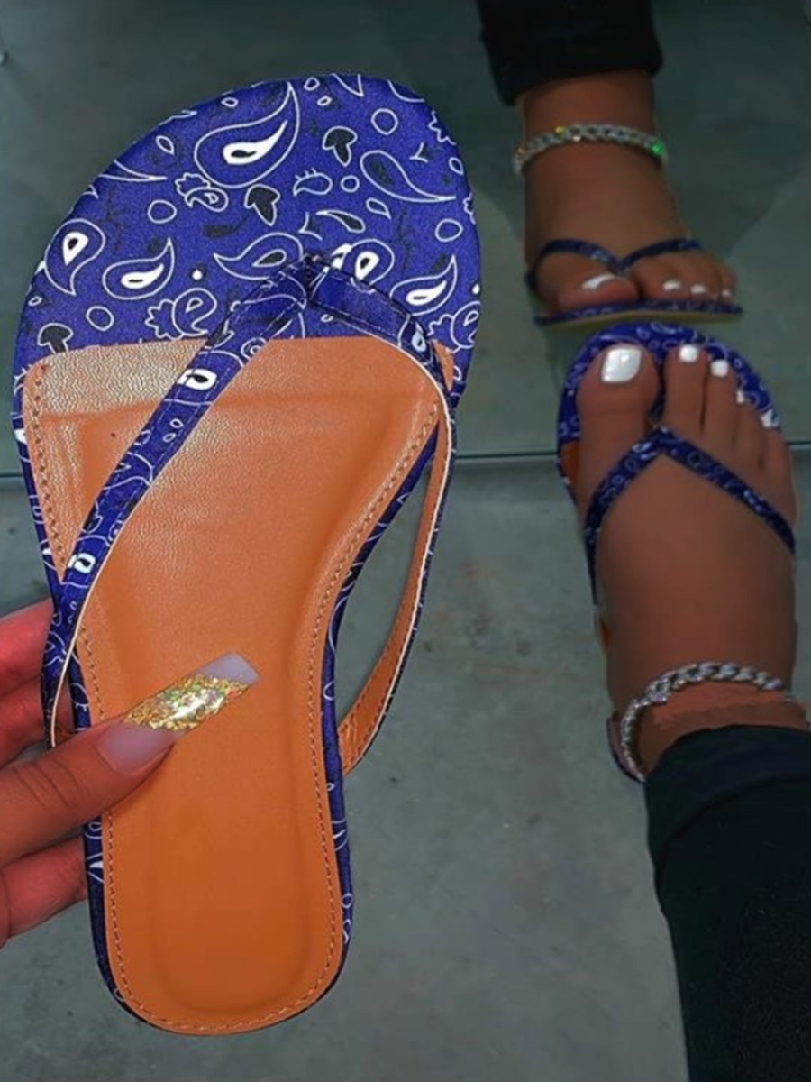 

Lovely Casual Cashew Print Blue Slippers