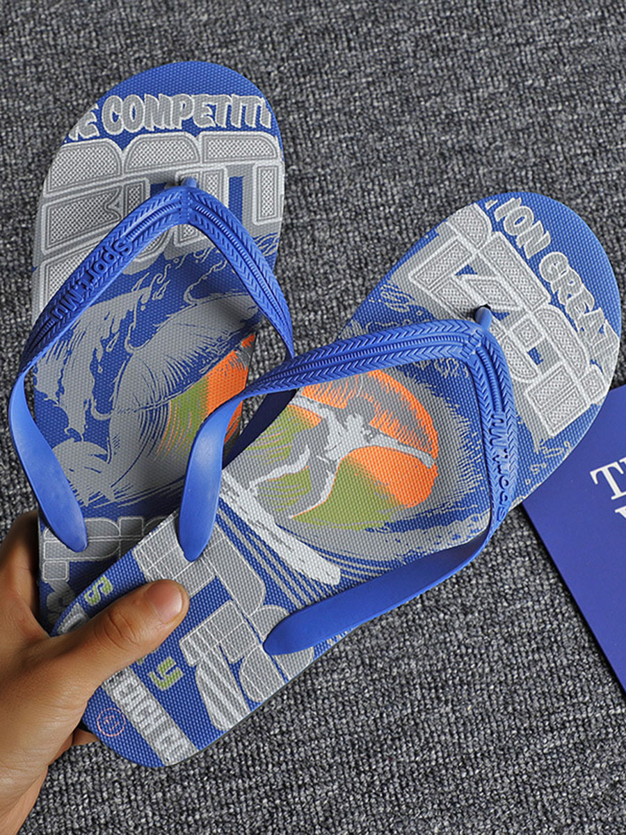 

Lovely Men Casual Letter Print Blue Slippers