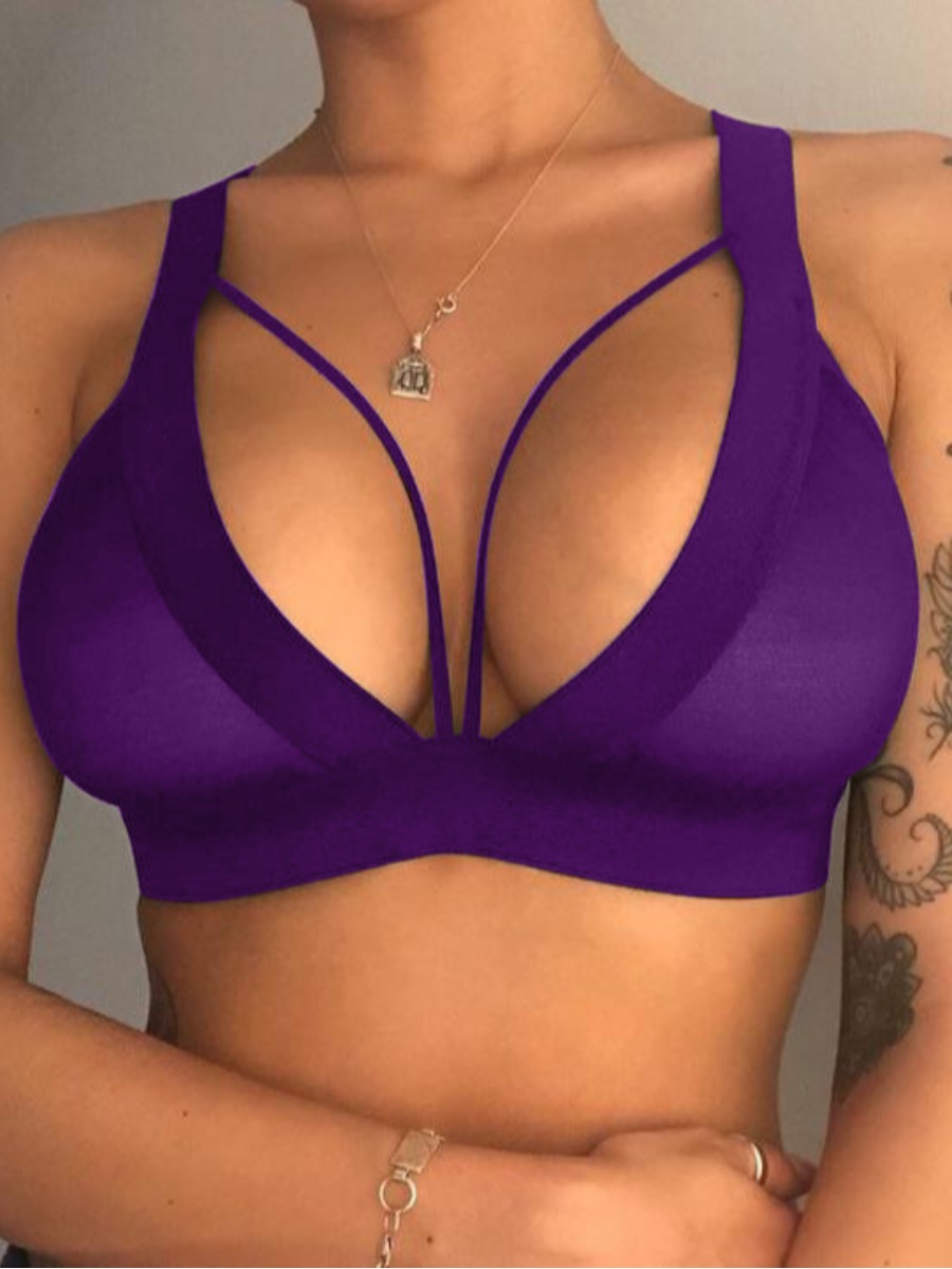 

Lovely Sexy Bandage Hollow-out Design Purple Corset
