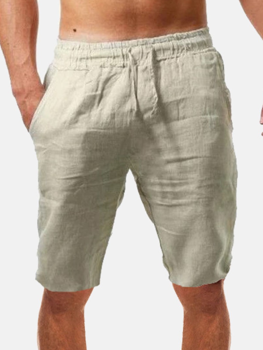 

Lovely Men Casual Mid Waist Drawstring Khaki Shorts