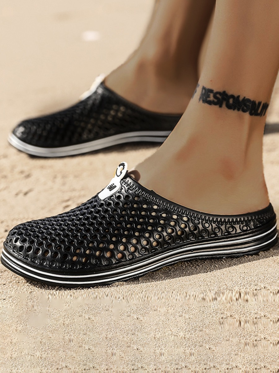 

Lovely Men Casual Hollow-out Black Slippers