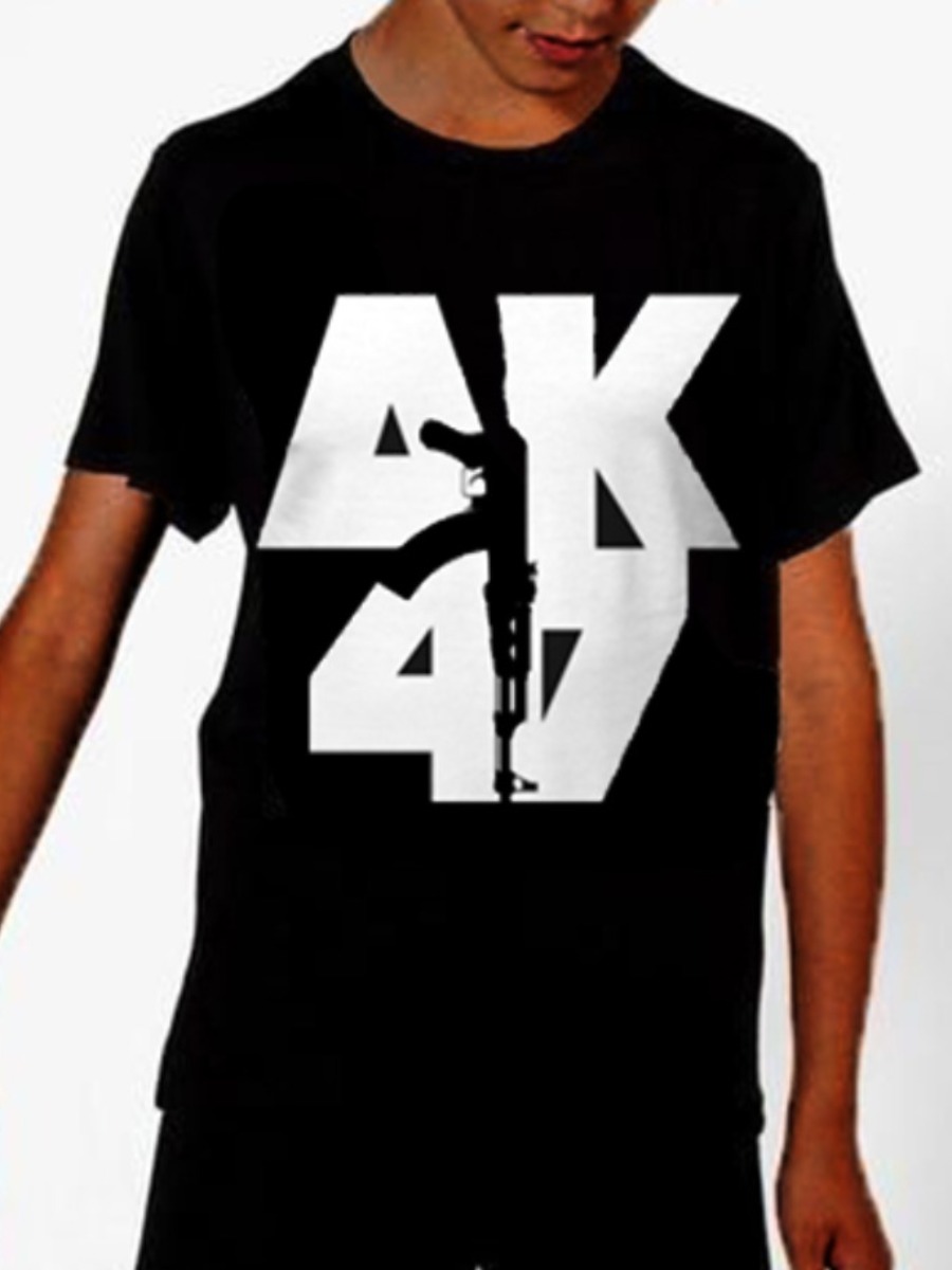 

Lovely Boy Casual O Neck Letter Print Black T-shirt