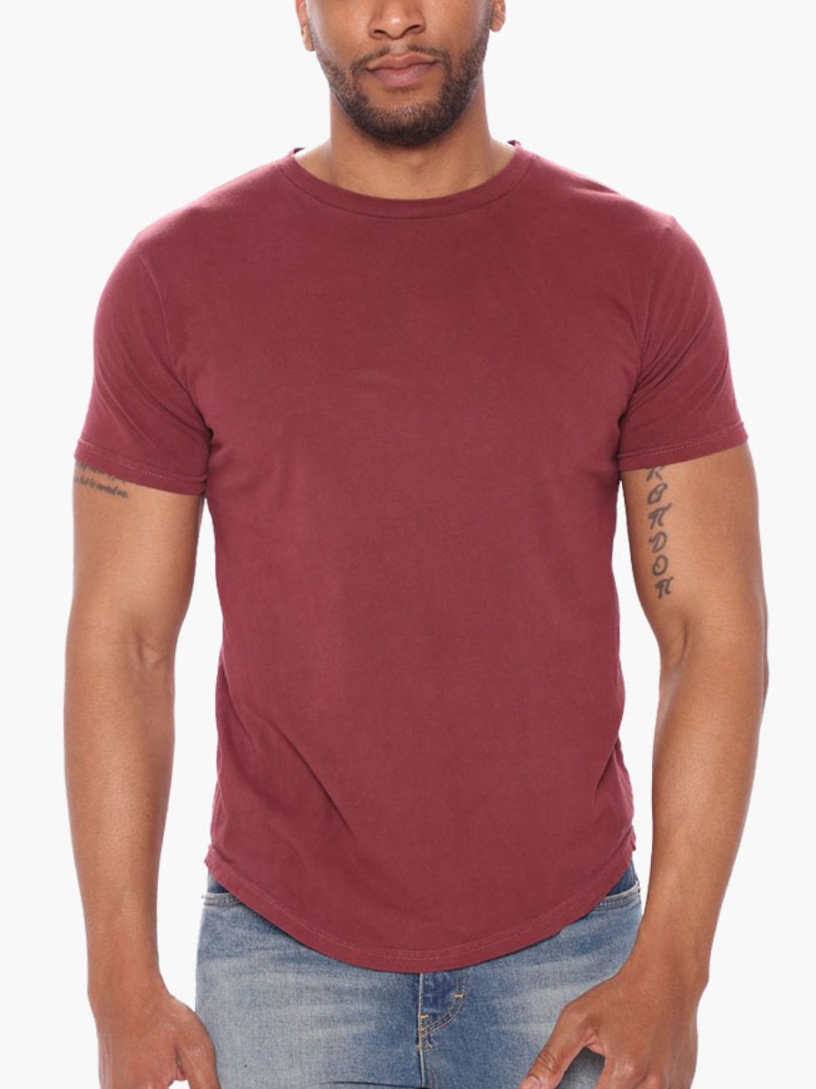 

Lovely Men Casual O Neck Regular Dull Red T-shirt