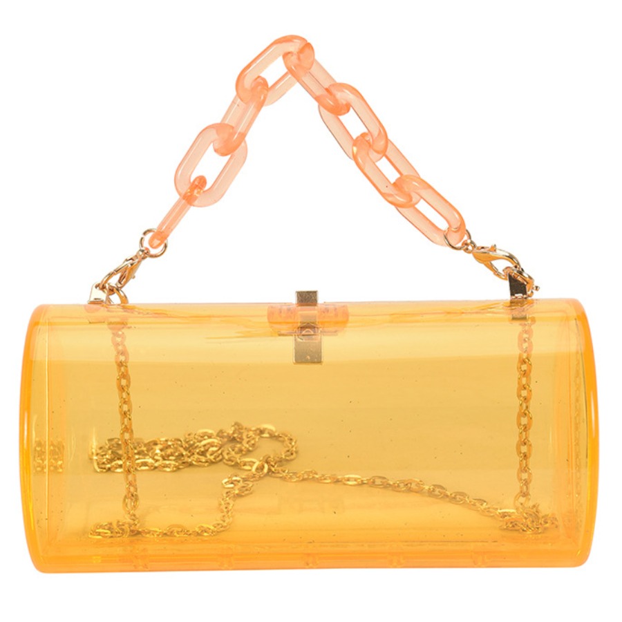 

Lovely Stylish See-through Chain Decoration Yellow Crossbody Bag