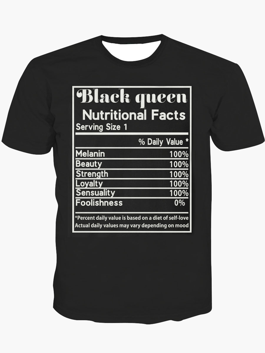 

Lovely Men Casual O Neck Letter Print Black T-shirt